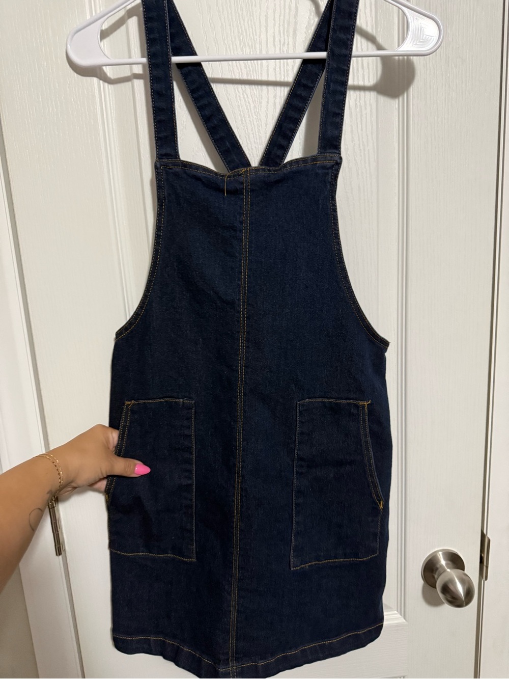 Tinseltown Dark Blue Denim Overall Dress for Girls fits Junior medium - Picture 4 of 7